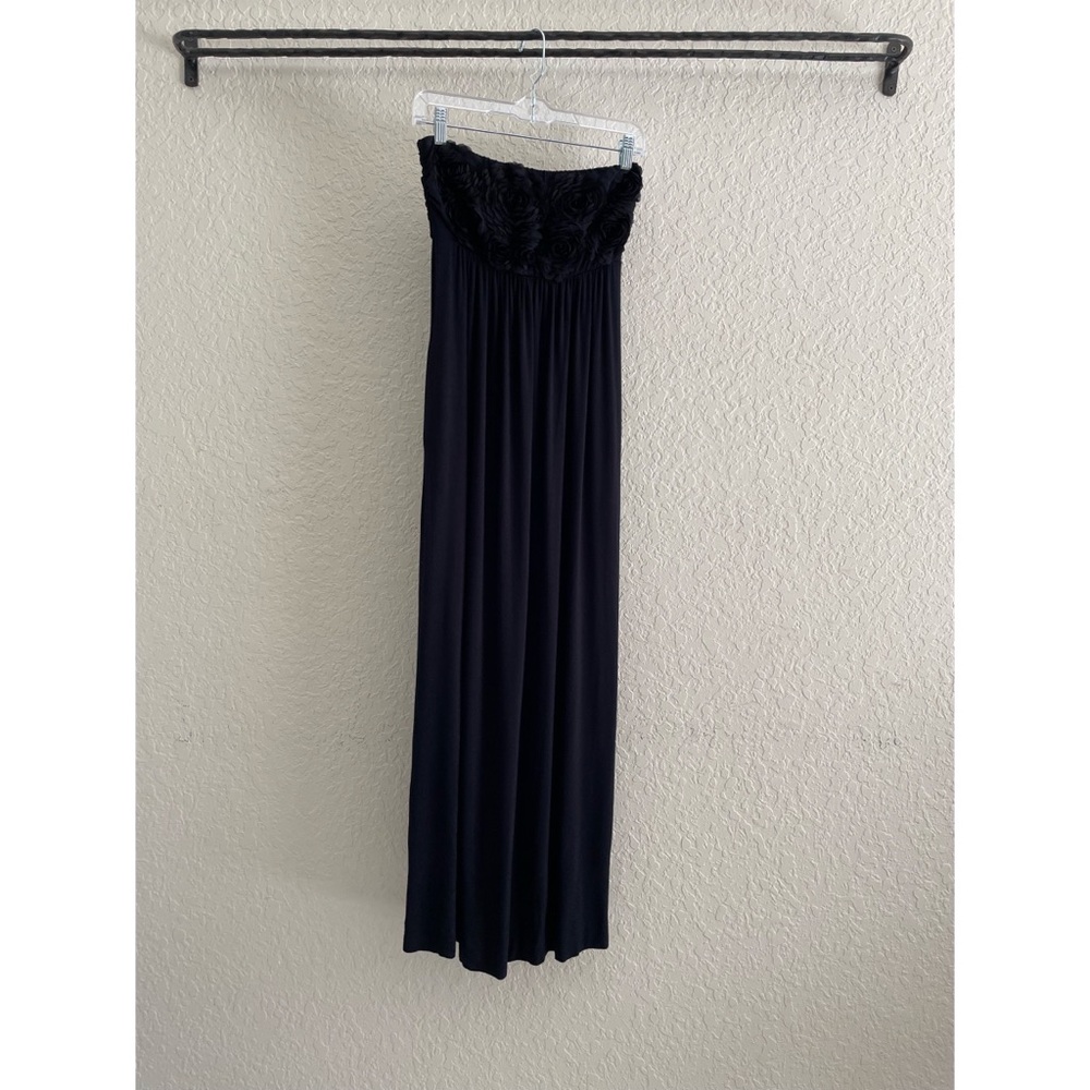 Soma black bra top maxi dress- Floral fabric design on top. Removable inserts.